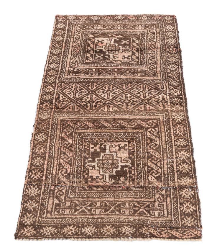 Detail image of 1' 10 x 3' 8 Hand Knotted Ultra Vintage Persian Wool Runner Rug