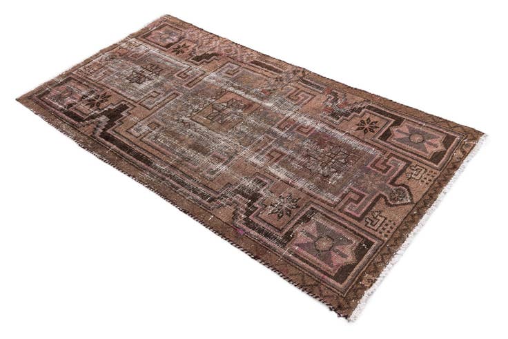 Detail image of 3' 2 x 6' 2 Hand Knotted Ultra Vintage Persian Wool Runner Rug