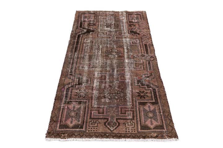 3' 2 x 6' 2 Hand Knotted Ultra Vintage Persian Wool Runner Rug