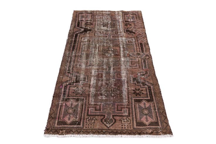 Detail image of 3' 2 x 6' 2 Hand Knotted Ultra Vintage Persian Wool Runner Rug