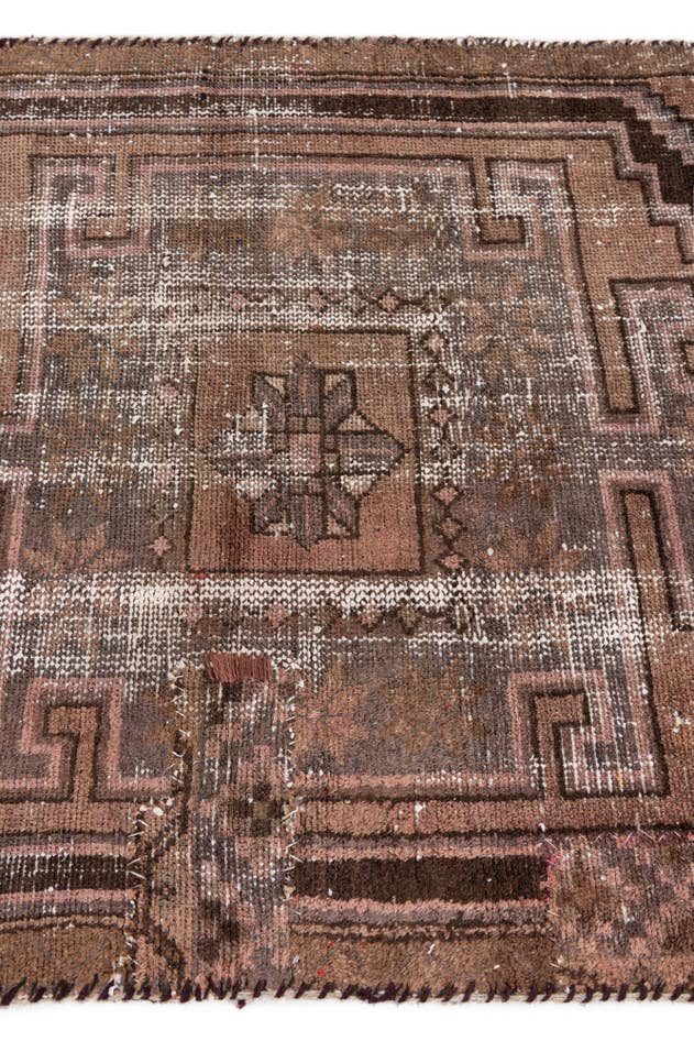 Detail image of 3' 2 x 6' 2 Hand Knotted Ultra Vintage Persian Wool Runner Rug