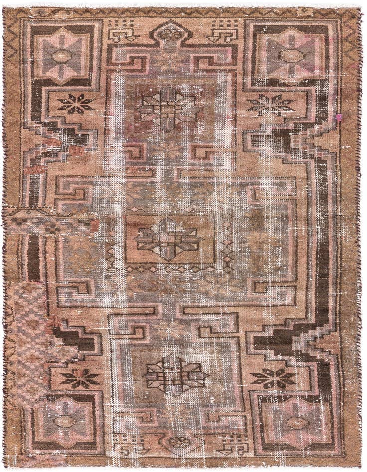 Detail image of 3' 2 x 6' 2 Hand Knotted Ultra Vintage Persian Wool Runner Rug