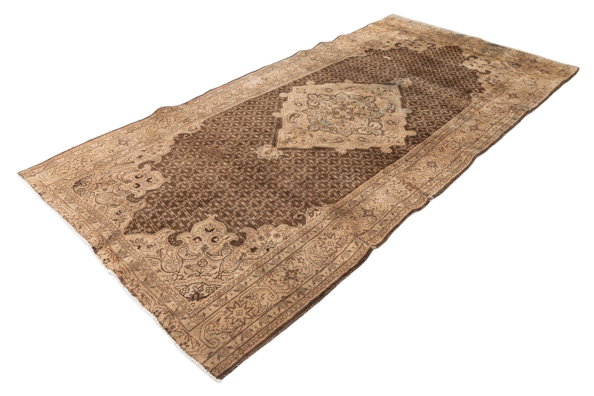 5' 1 x 10' 4 Hand Knotted Ultra Vintage Persian Wool Runner Rug