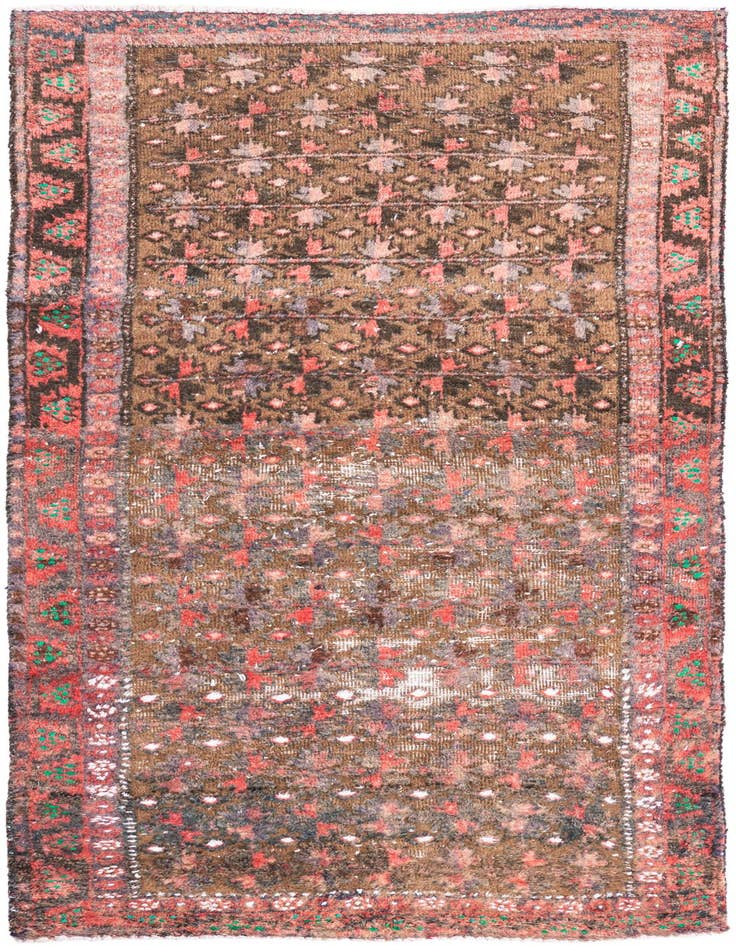 Detail image of 2' 8 x 5' 8 Hand Knotted Ultra Vintage Persian Wool Runner Rug
