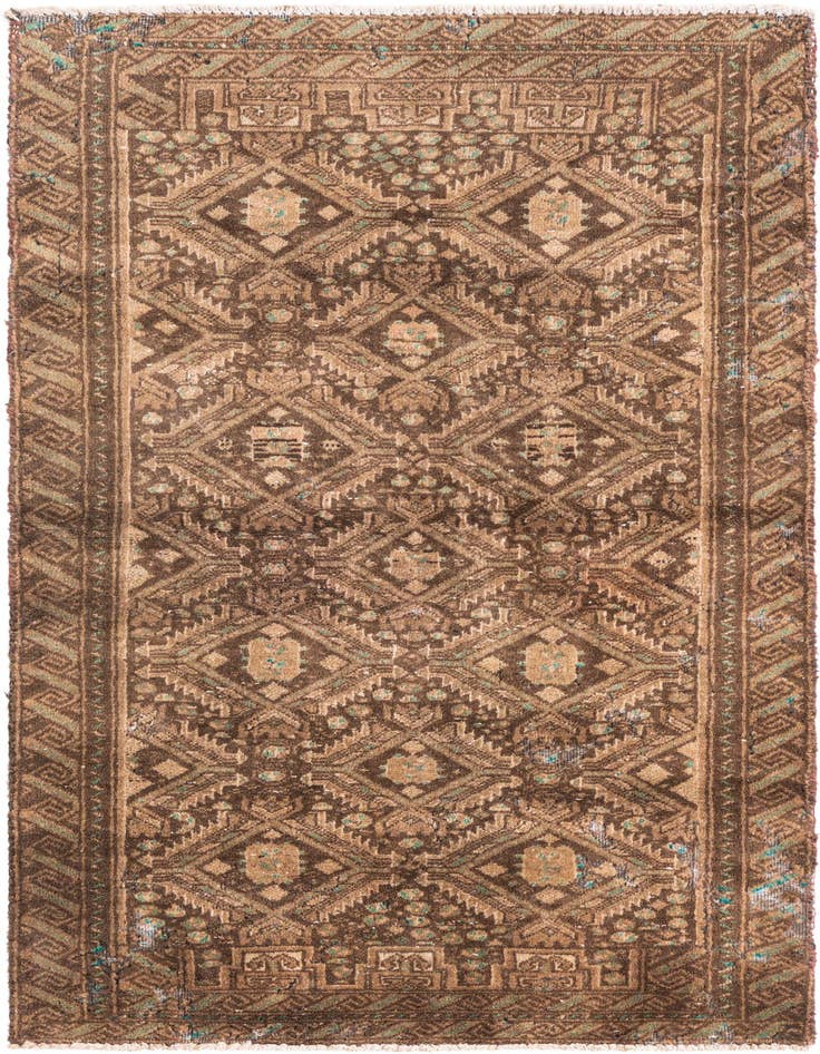 Detail image of 2' 5 x 4' 9 Hand Knotted Ultra Vintage Persian Wool Runner Rug