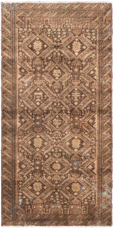Detail image of 2' 5 x 4' 9 Hand Knotted Ultra Vintage Persian Wool Runner Rug