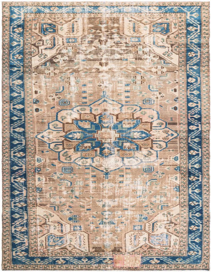 Detail image of 4' 10 x 11' Hand Knotted Ultra Vintage Persian Wool Runner Rug