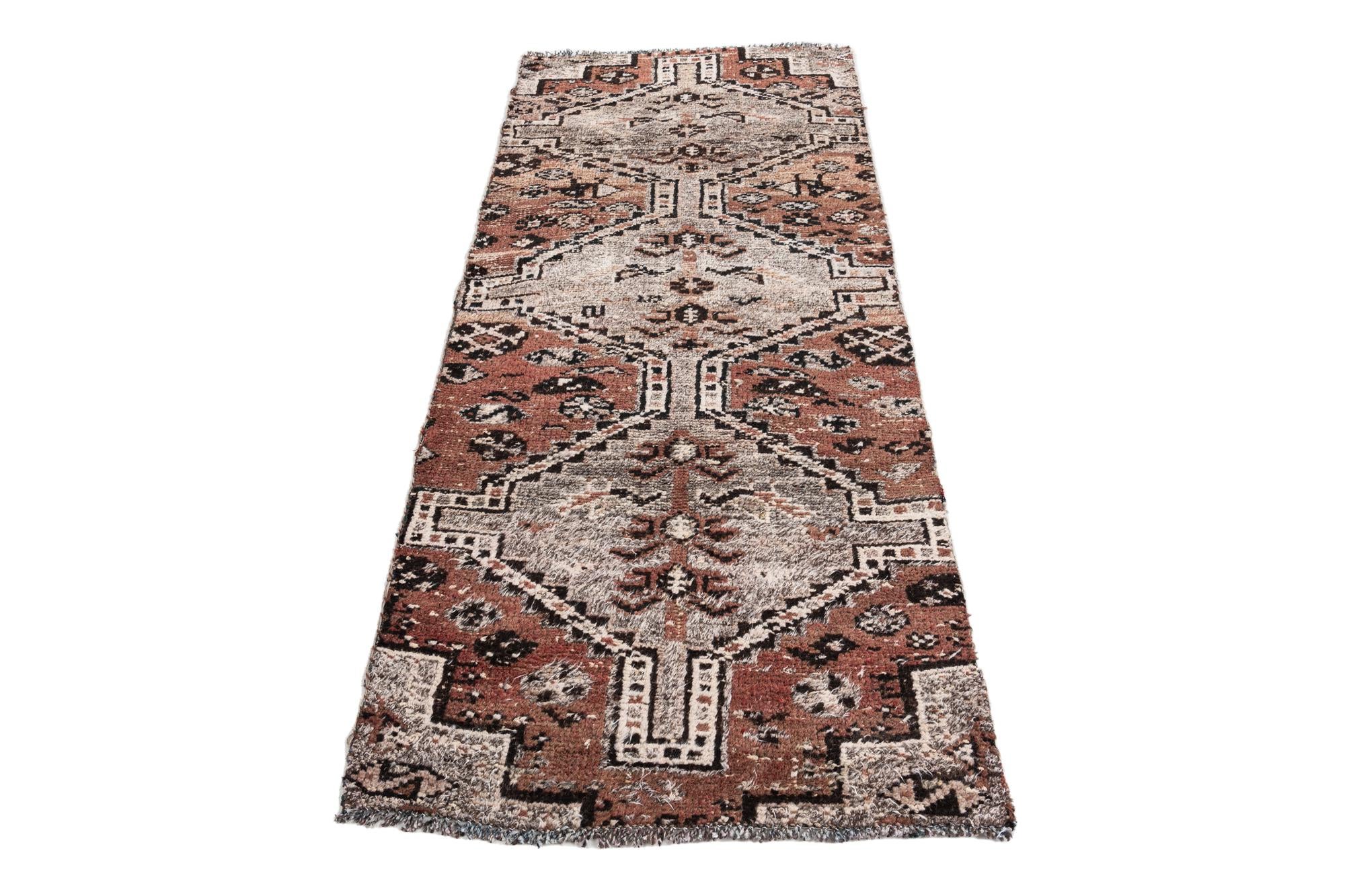 2' 10 x 6' 8 Hand Knotted Ultra Vintage Persian Wool Runner Rug