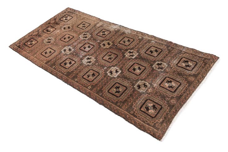 Detail image of 2' 8 x 5' 9 Hand Knotted Ultra Vintage Persian Wool Runner Rug