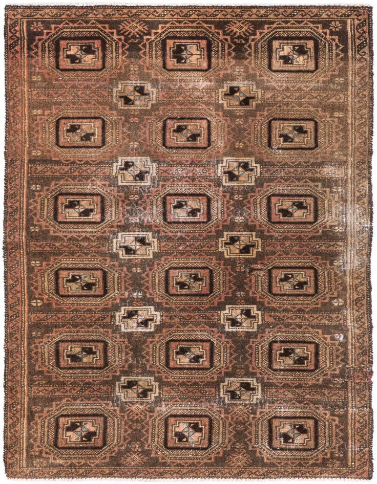 Detail image of 2' 8 x 5' 9 Hand Knotted Ultra Vintage Persian Wool Runner Rug