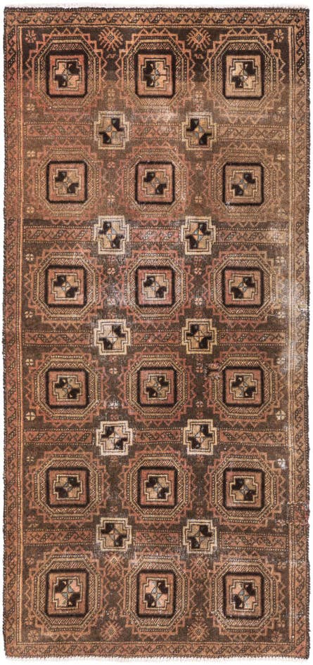 Detail image of 2' 8 x 5' 9 Hand Knotted Ultra Vintage Persian Wool Runner Rug