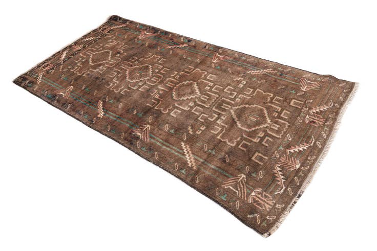 Detail image of 3' 2 x 6' 4 Hand Knotted Ultra Vintage Persian Wool Runner Rug
