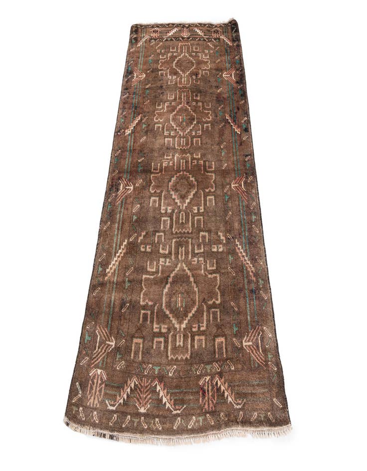 Detail image of 3' 2 x 6' 4  Hand Knotted Ultra Vintage Persian Wool Runner Rug