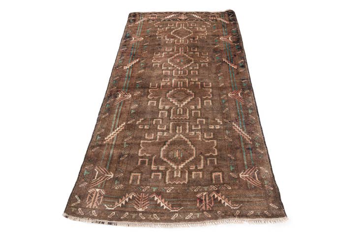 Detail image of 3' 2 x 6' 4 Hand Knotted Ultra Vintage Persian Wool Runner Rug