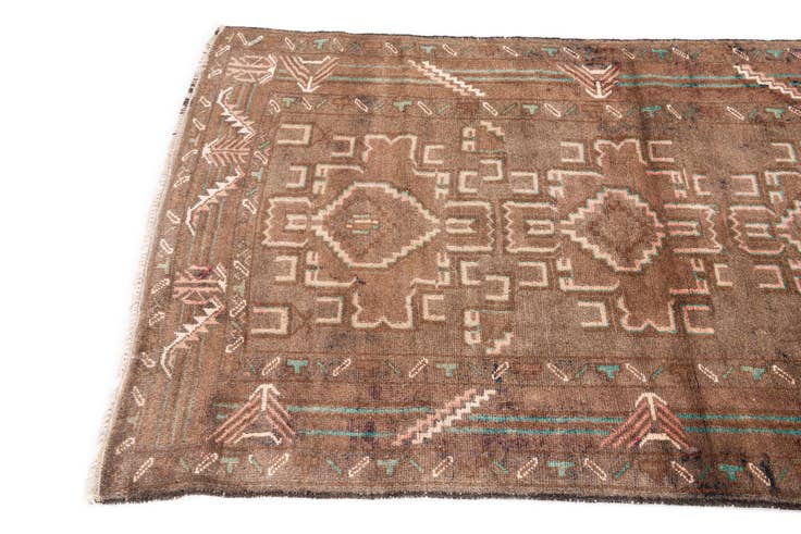Detail image of 3' 2 x 6' 4 Hand Knotted Ultra Vintage Persian Wool Runner Rug