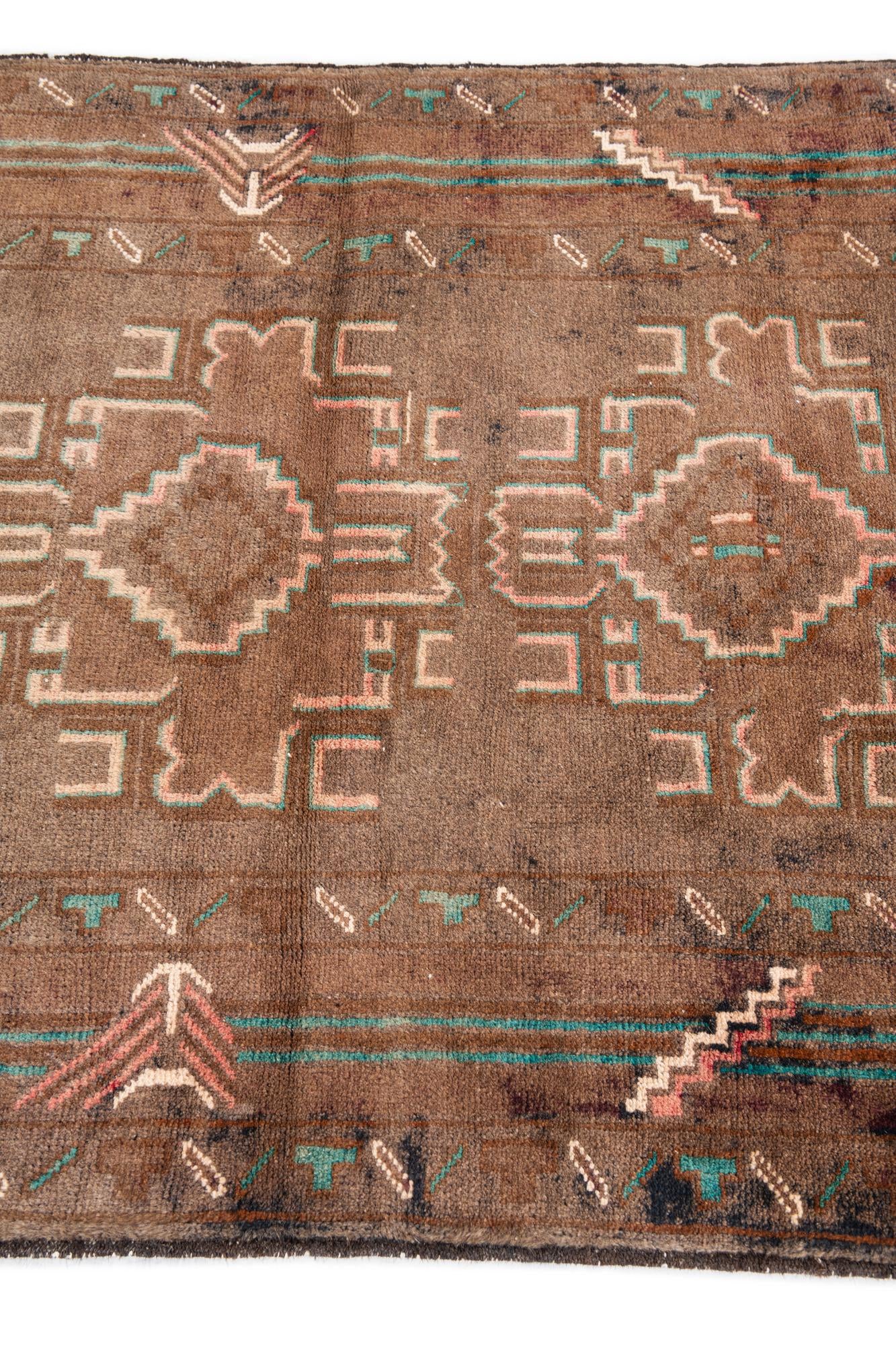 3' 2 x 6' 4 Hand Knotted Ultra Vintage Persian Wool Runner Rug