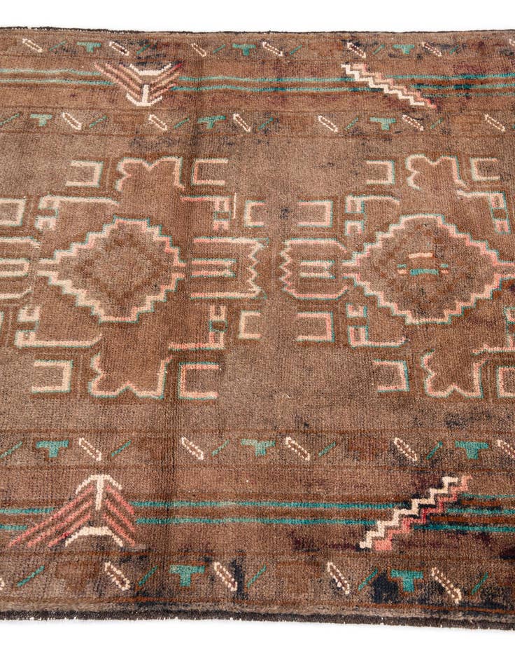 Detail image of 3' 2 x 6' 4  Hand Knotted Ultra Vintage Persian Wool Runner Rug