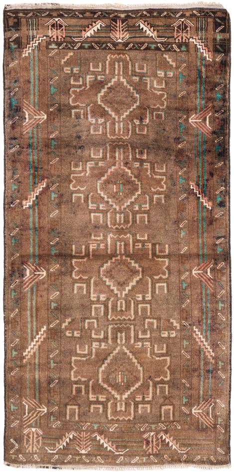 Detail image of 3' 2 x 6' 4 Hand Knotted Ultra Vintage Persian Wool Runner Rug