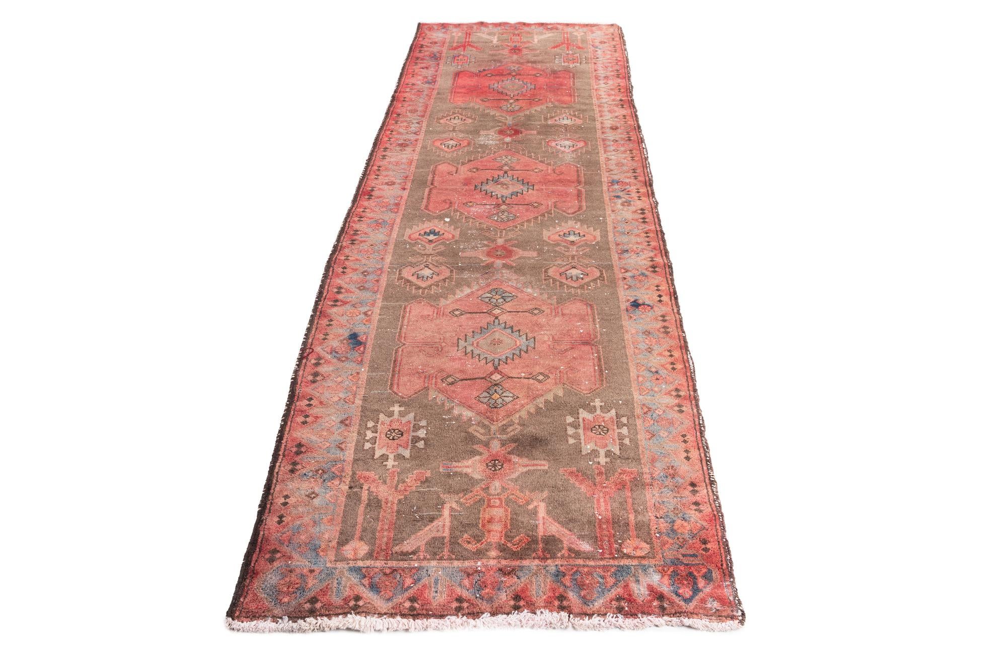 3' 6 x 10' 5 Hand Knotted Ultra Vintage Persian Wool Runner Rug