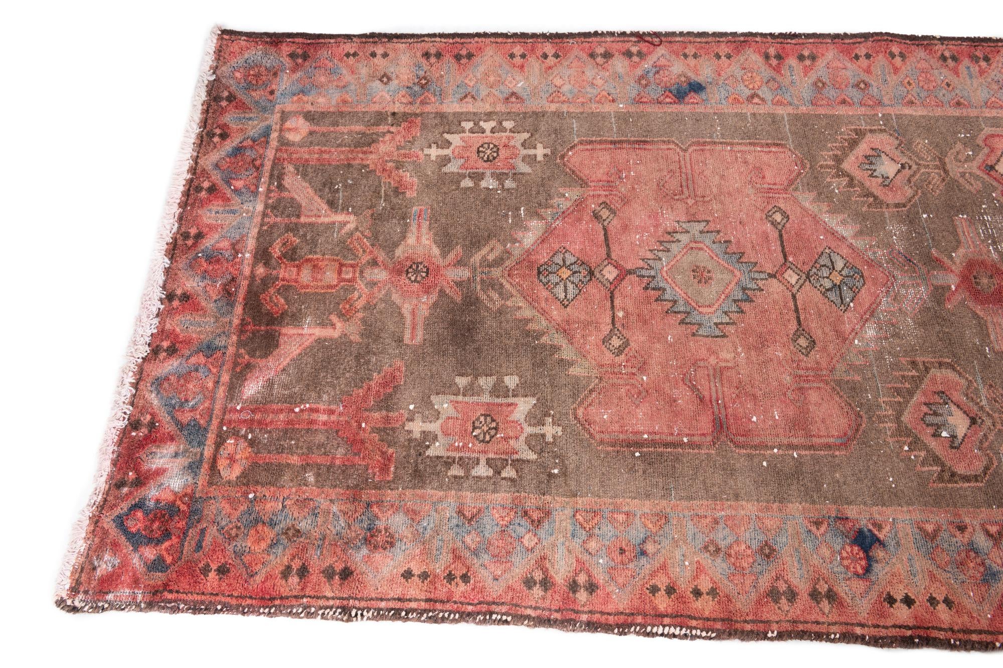 3' 6 x 10' 5 Hand Knotted Ultra Vintage Persian Wool Runner Rug