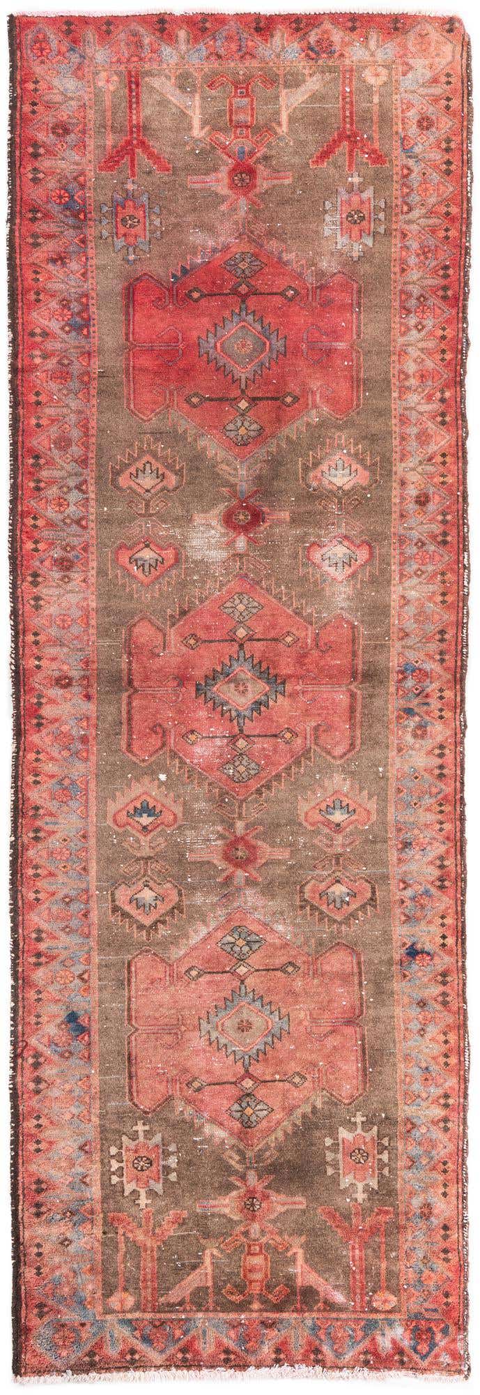 3' 6 x 10' 5 Hand Knotted Ultra Vintage Persian Wool Runner Rug