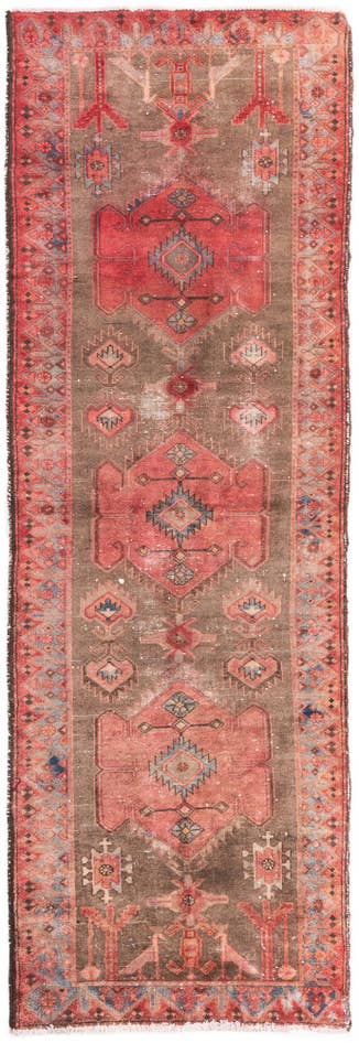 Detail image of 3' 6 x 10' 5 Hand Knotted Ultra Vintage Persian Wool Runner Rug