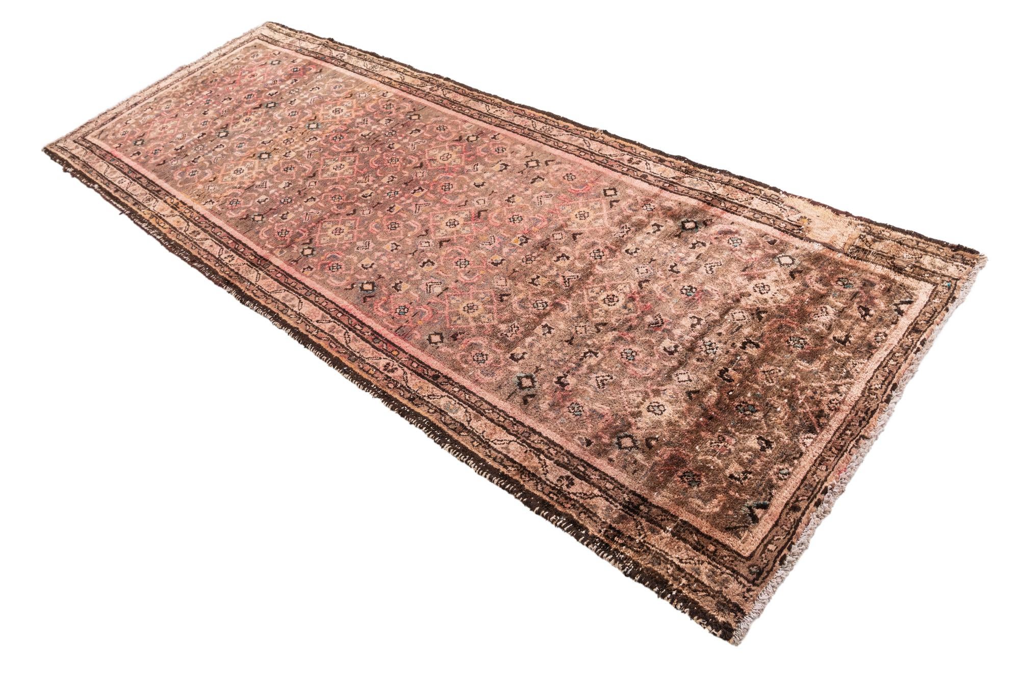 3' 7 x 9' 5 Hand Knotted Ultra Vintage Persian Wool Runner Rug