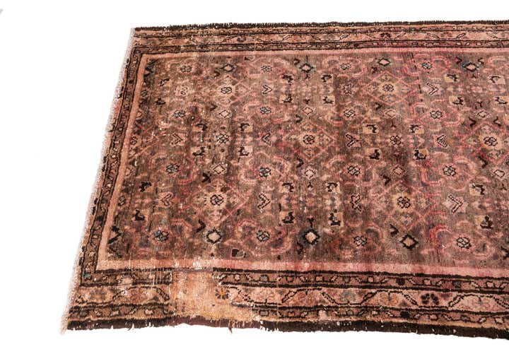 3' 7 x 9' 5 Hand Knotted Ultra Vintage Persian Wool Runner Rug