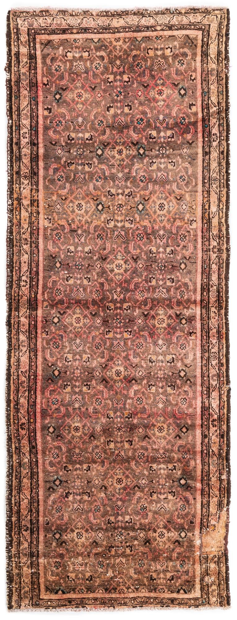 3' 7 x 9' 5 Hand Knotted Ultra Vintage Persian Wool Runner Rug