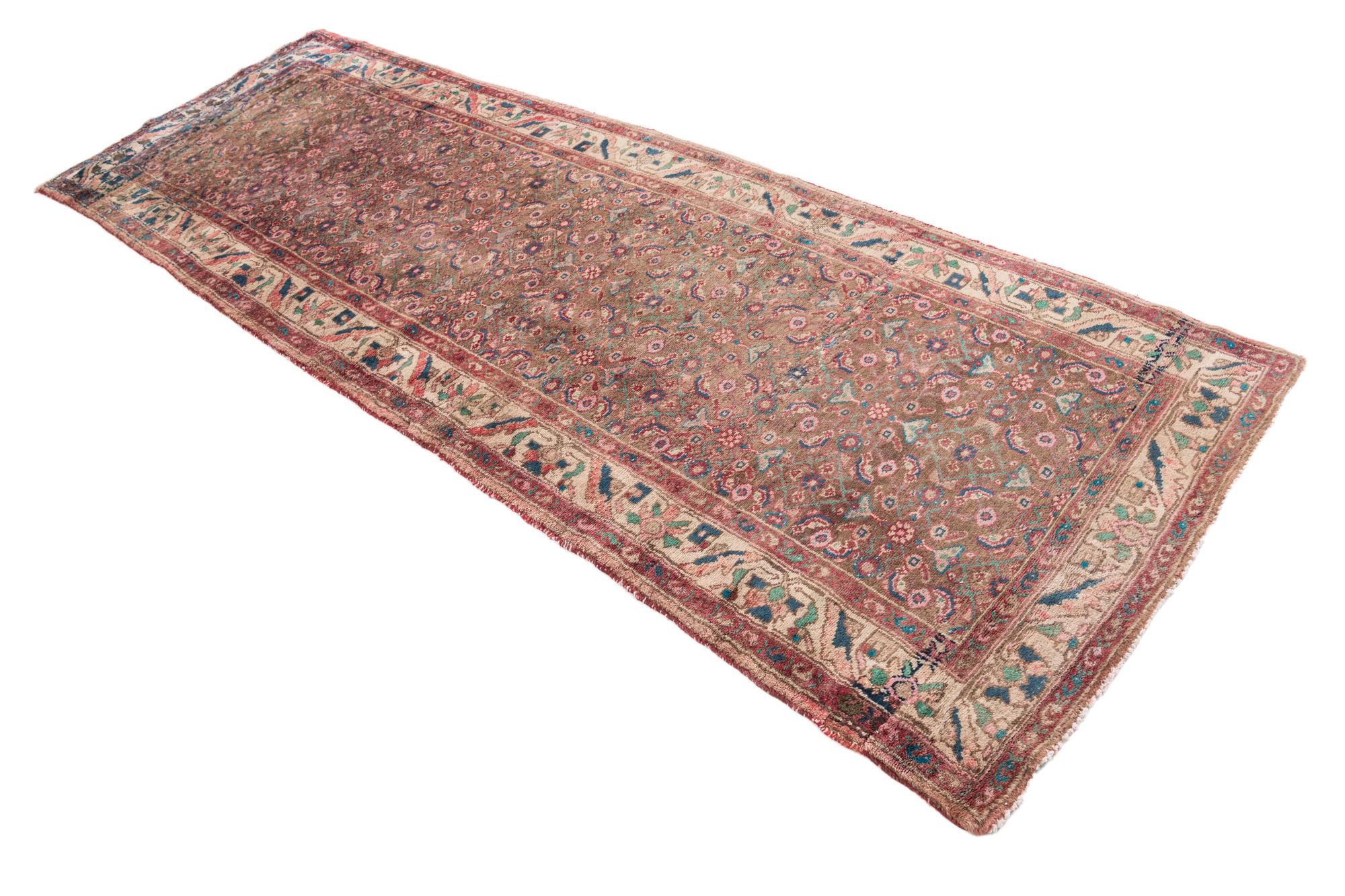 3' 5 x 9' 8 Hand Knotted Ultra Vintage Persian Wool Runner Rug