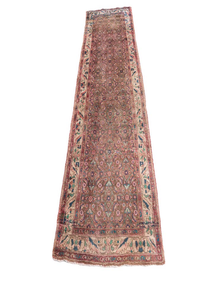 Detail image of 3' 5 x 9' 8  Hand Knotted Ultra Vintage Persian Wool Runner Rug