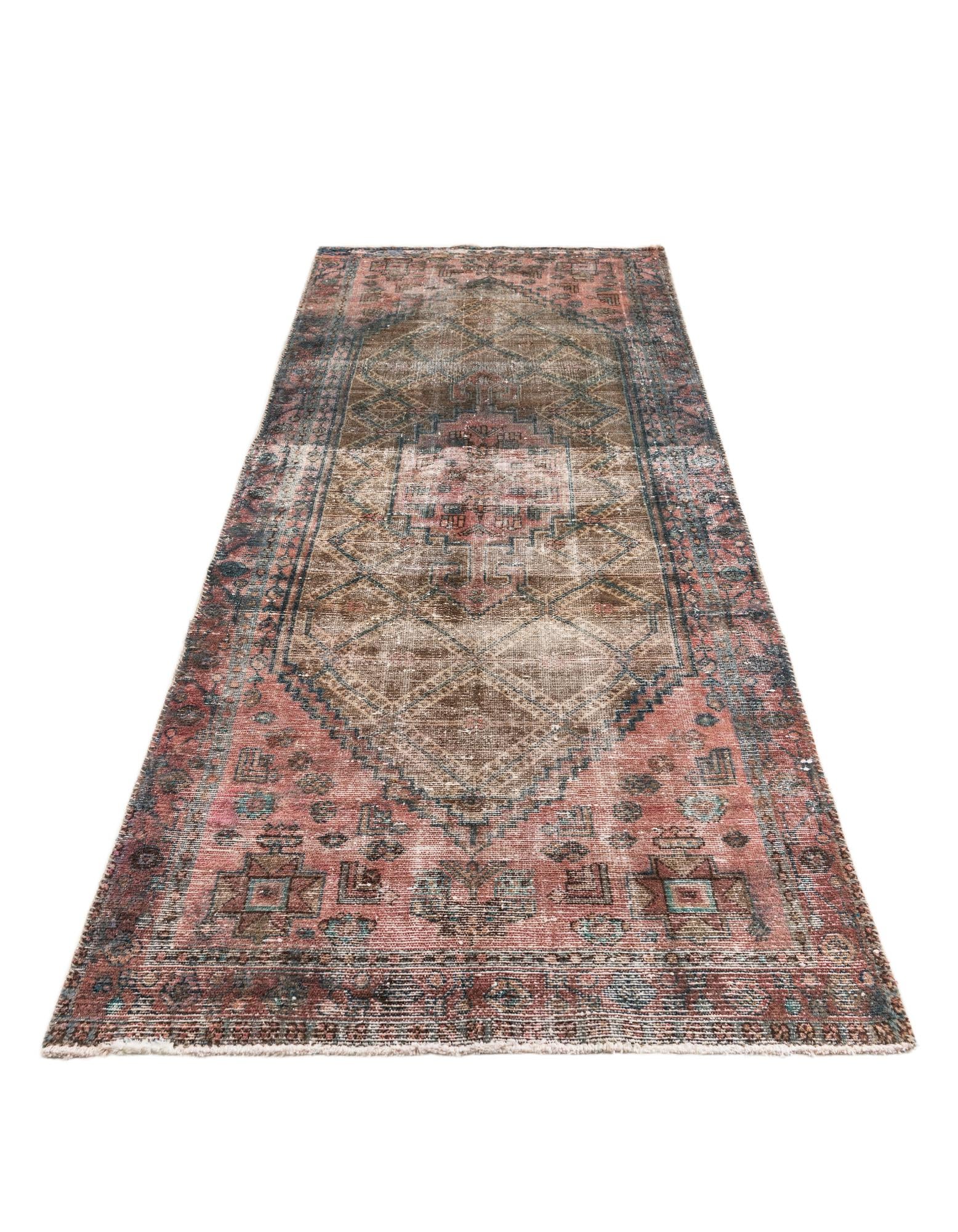 3' 5 x 9' 9 Hand Knotted Ultra Vintage Persian Wool Runner Rug