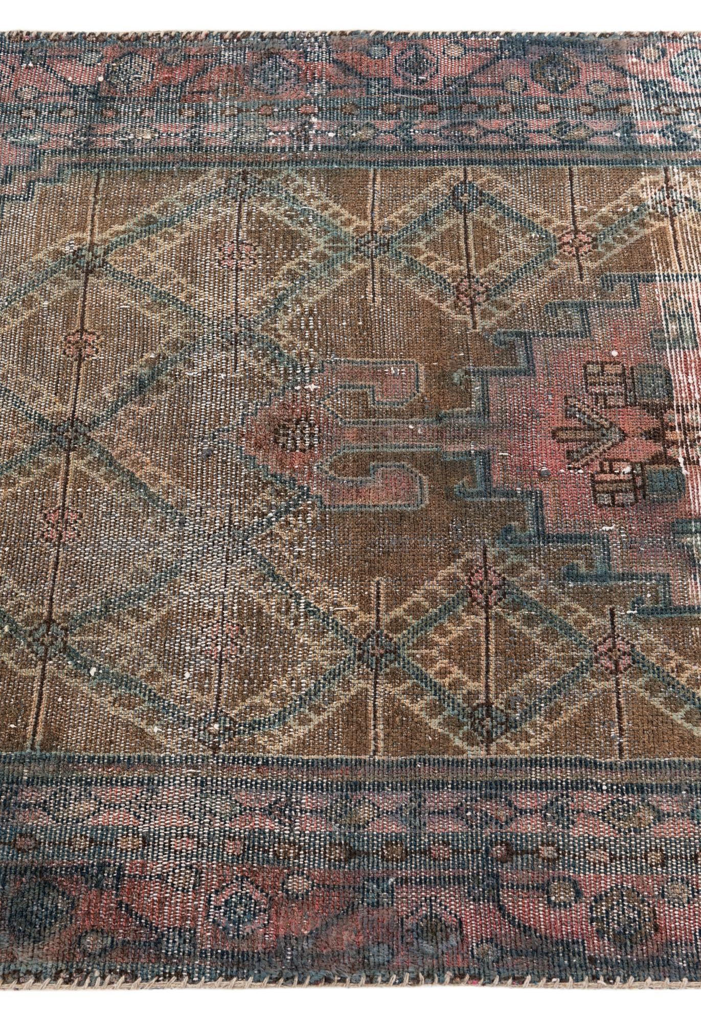 3' 5 x 9' 9 Hand Knotted Ultra Vintage Persian Wool Runner Rug