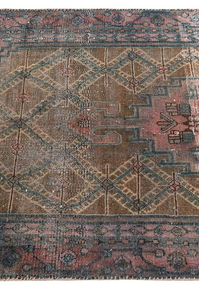 3' 5 x 9' 9 Hand Knotted Ultra Vintage Persian Wool Runner Rug