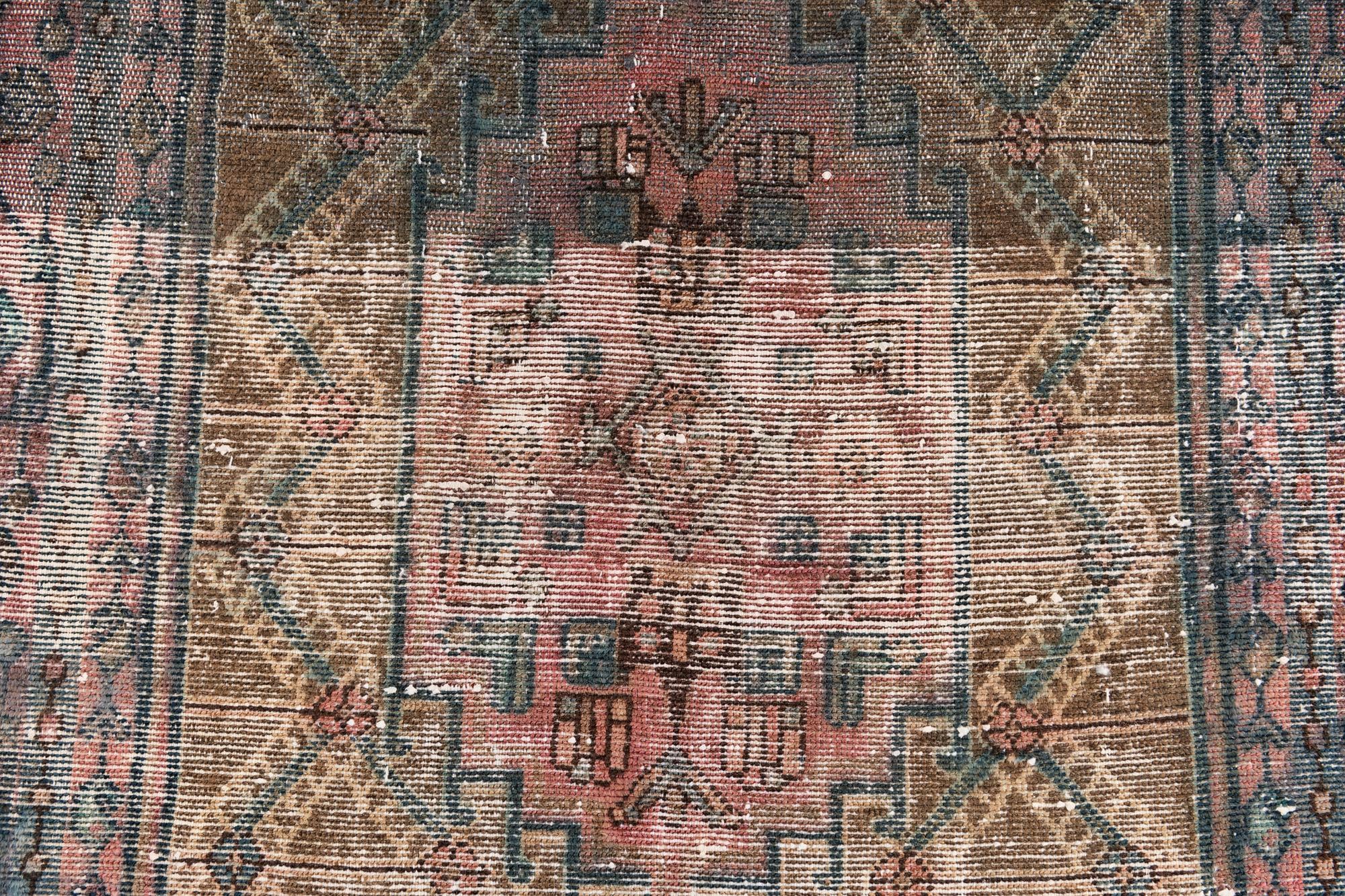3' 5 x 9' 9 Hand Knotted Ultra Vintage Persian Wool Runner Rug
