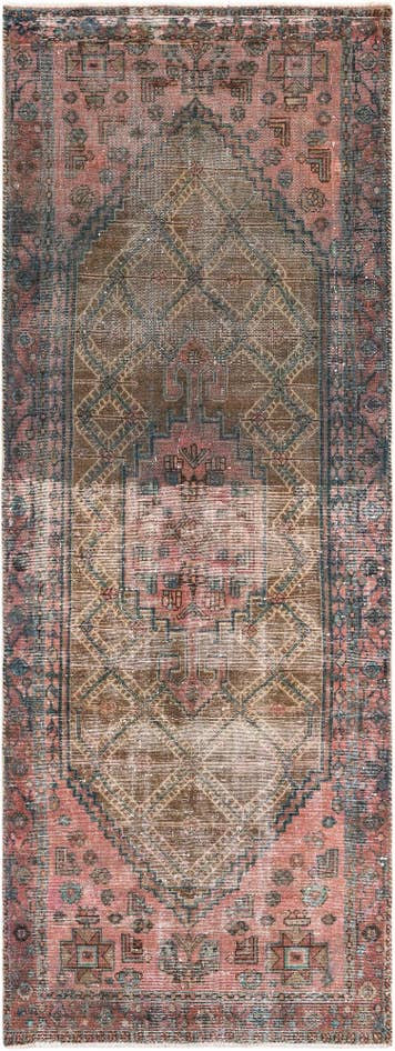 Detail image of 3' 5 x 9' 9 Hand Knotted Ultra Vintage Persian Wool Runner Rug