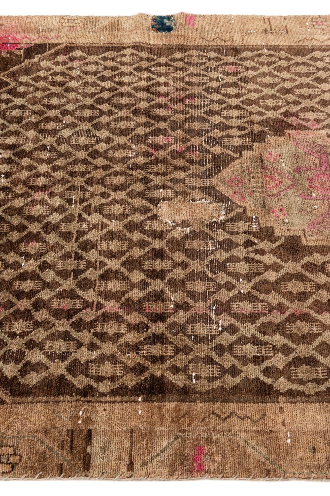 4' 6 x 9' 2 Hand Knotted Ultra Vintage Persian Wool Runner Rug