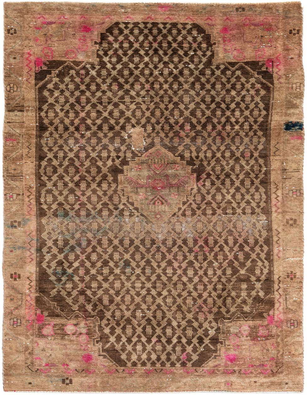 Primary image 4' 6 x 9' 2  Hand Knotted Ultra Vintage Persian Wool Runner Rug