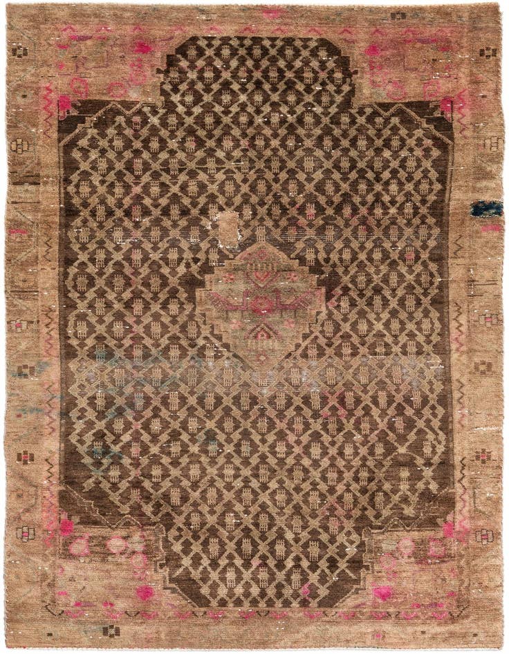Detail image of 4' 6 x 9' 2 Hand Knotted Ultra Vintage Persian Wool Runner Rug