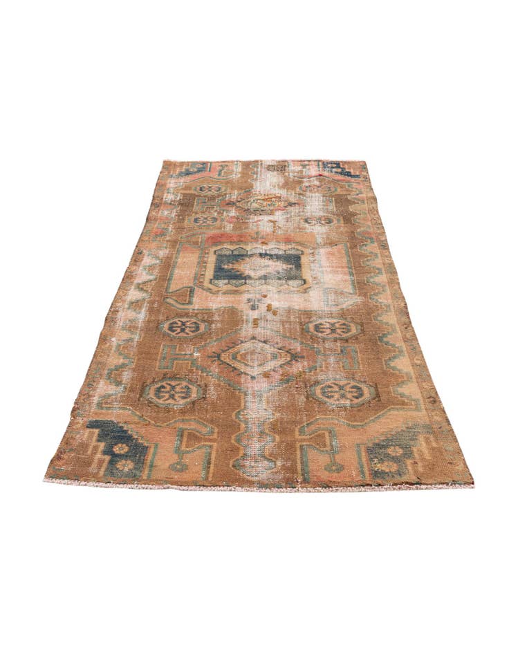 Detail image of 3' 8 x 8' 1  Hand Knotted Ultra Vintage Persian Wool Runner Rug