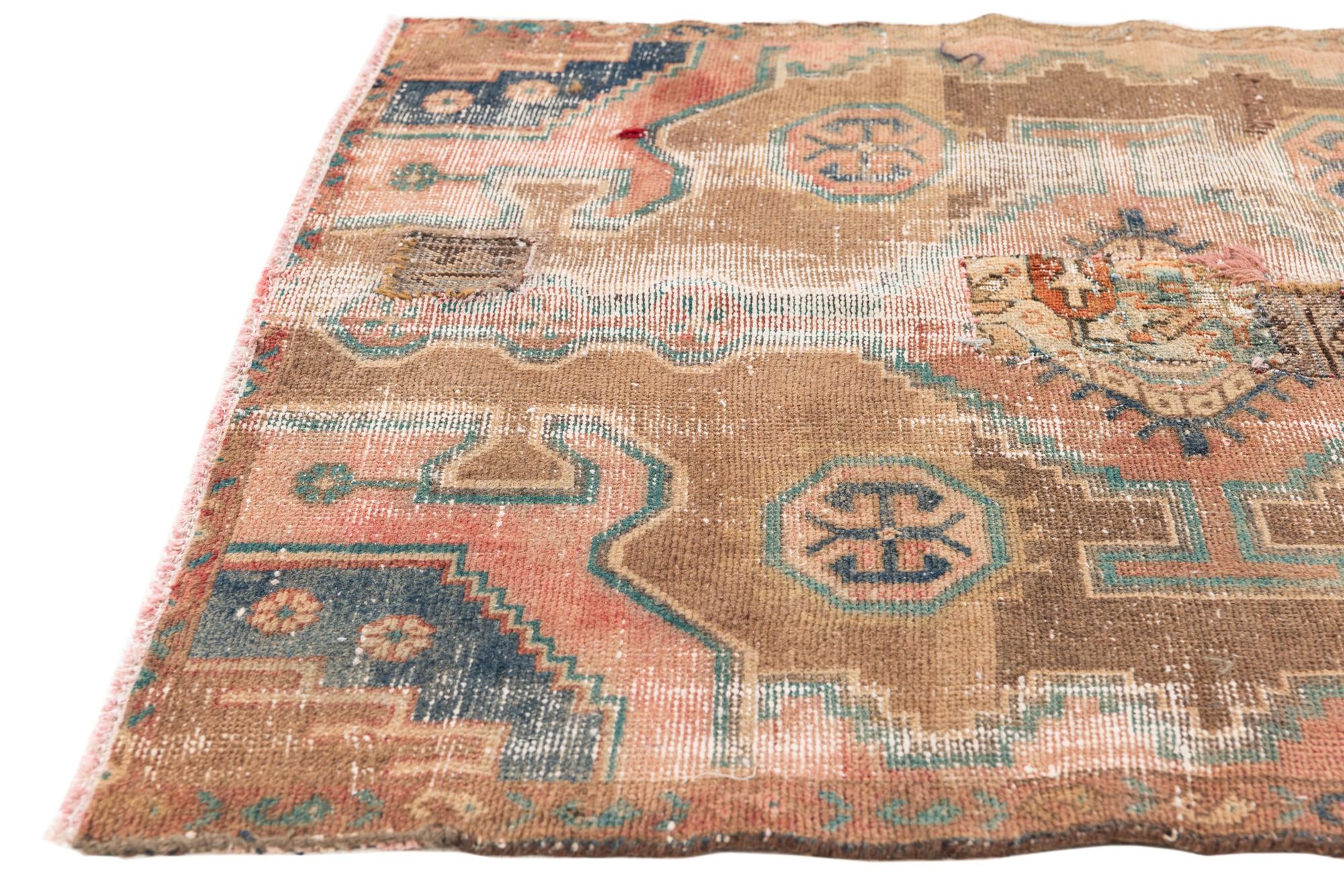 3' 8 x 8' 1 Hand Knotted Ultra Vintage Persian Wool Runner Rug