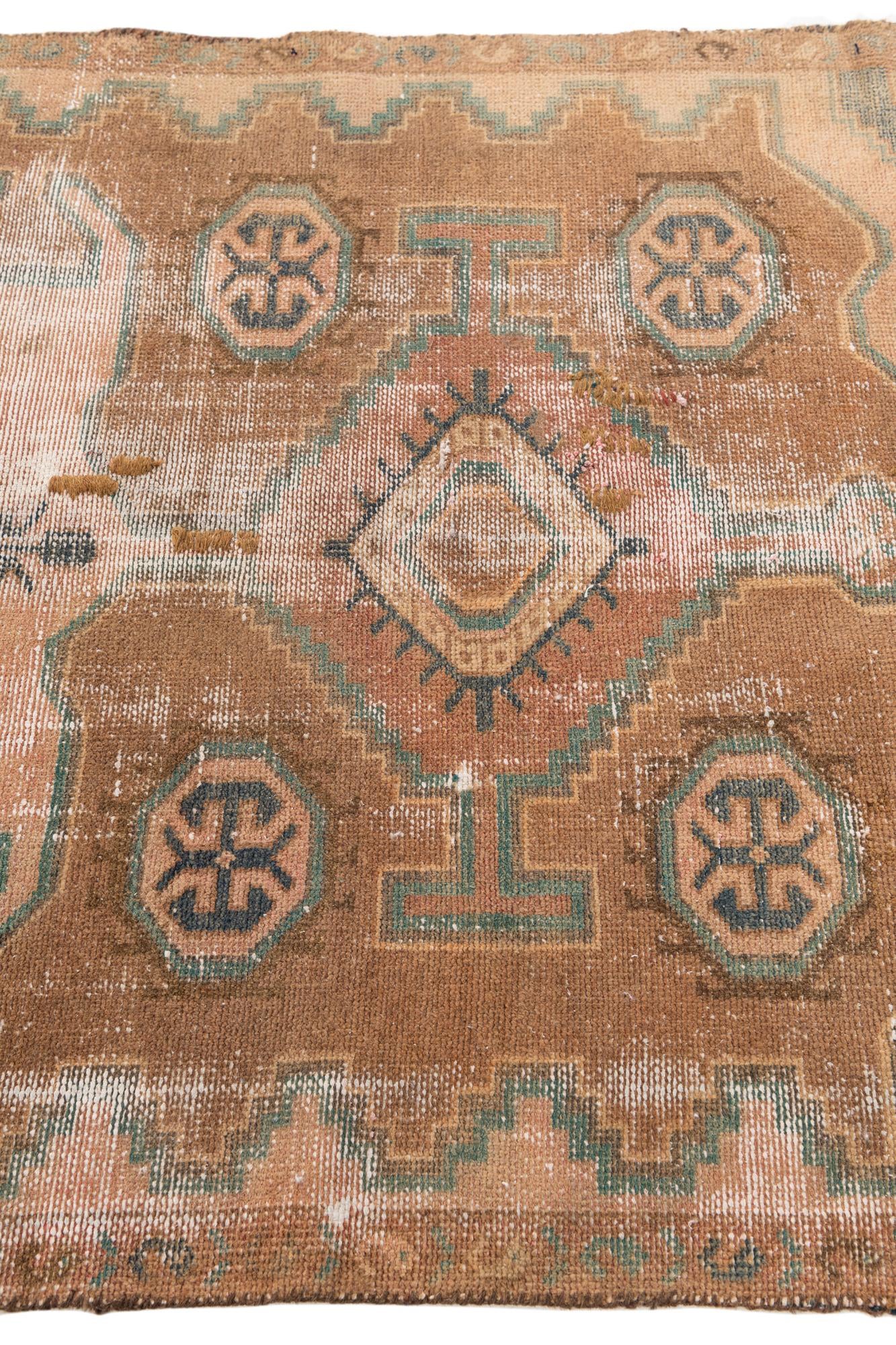 3' 8 x 8' 1 Hand Knotted Ultra Vintage Persian Wool Runner Rug