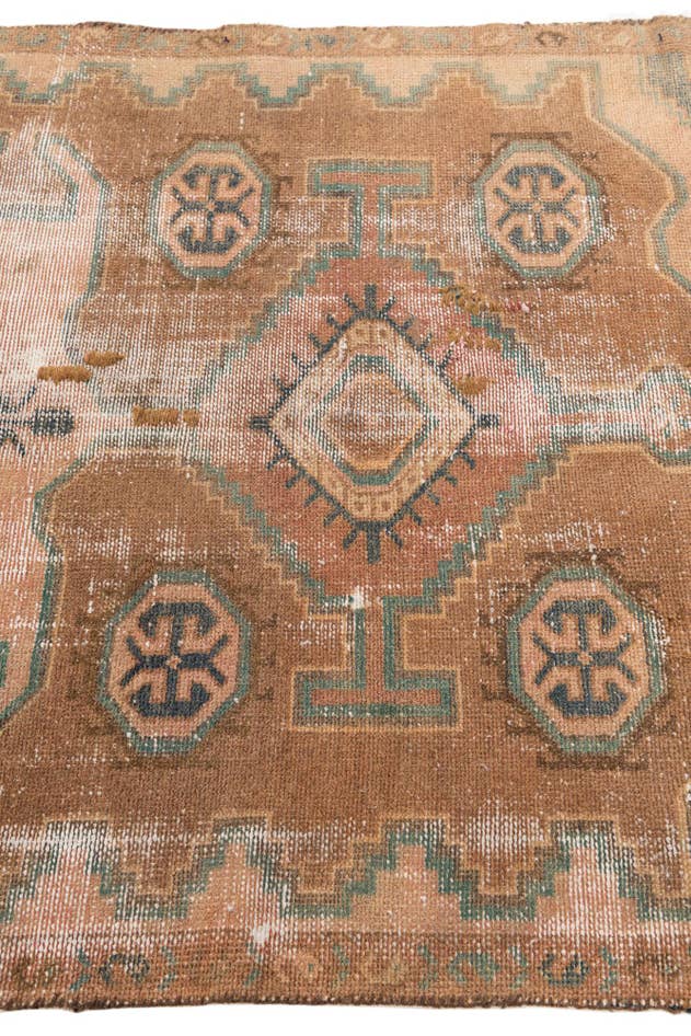 Detail image of 3' 8 x 8' 1 Hand Knotted Ultra Vintage Persian Wool Runner Rug