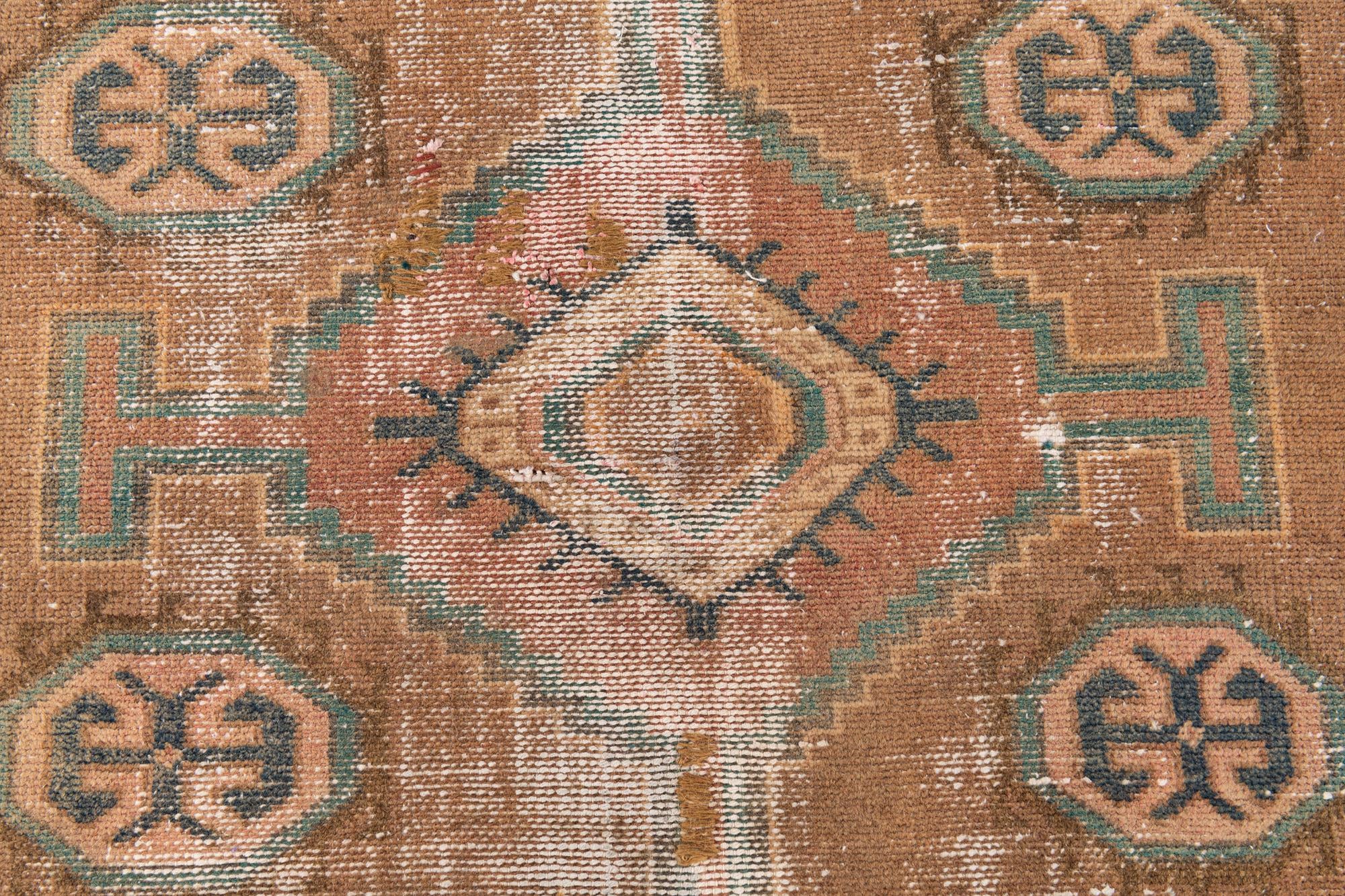 3' 8 x 8' 1 Hand Knotted Ultra Vintage Persian Wool Runner Rug