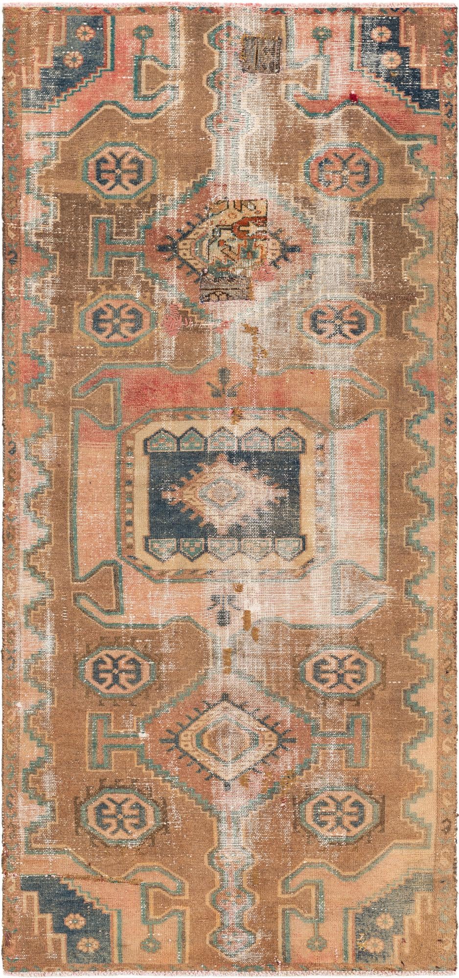 3' 8 x 8' 1 Hand Knotted Ultra Vintage Persian Wool Runner Rug