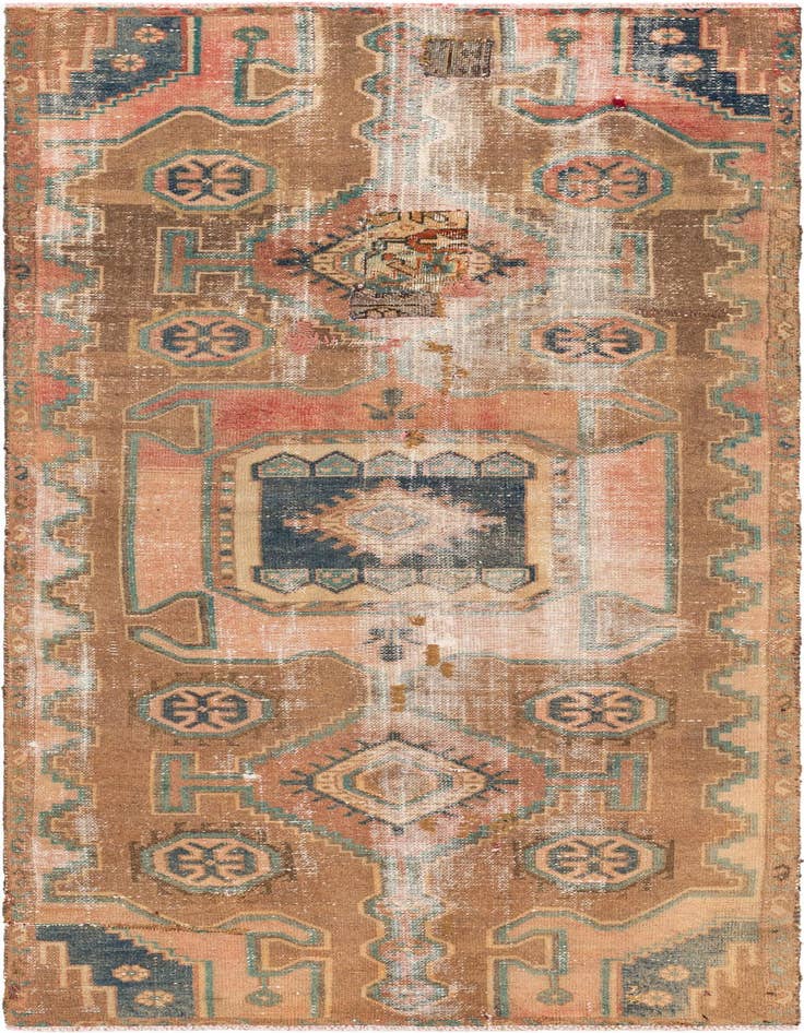 Detail image of 3' 8 x 8' 1 Hand Knotted Ultra Vintage Persian Wool Runner Rug