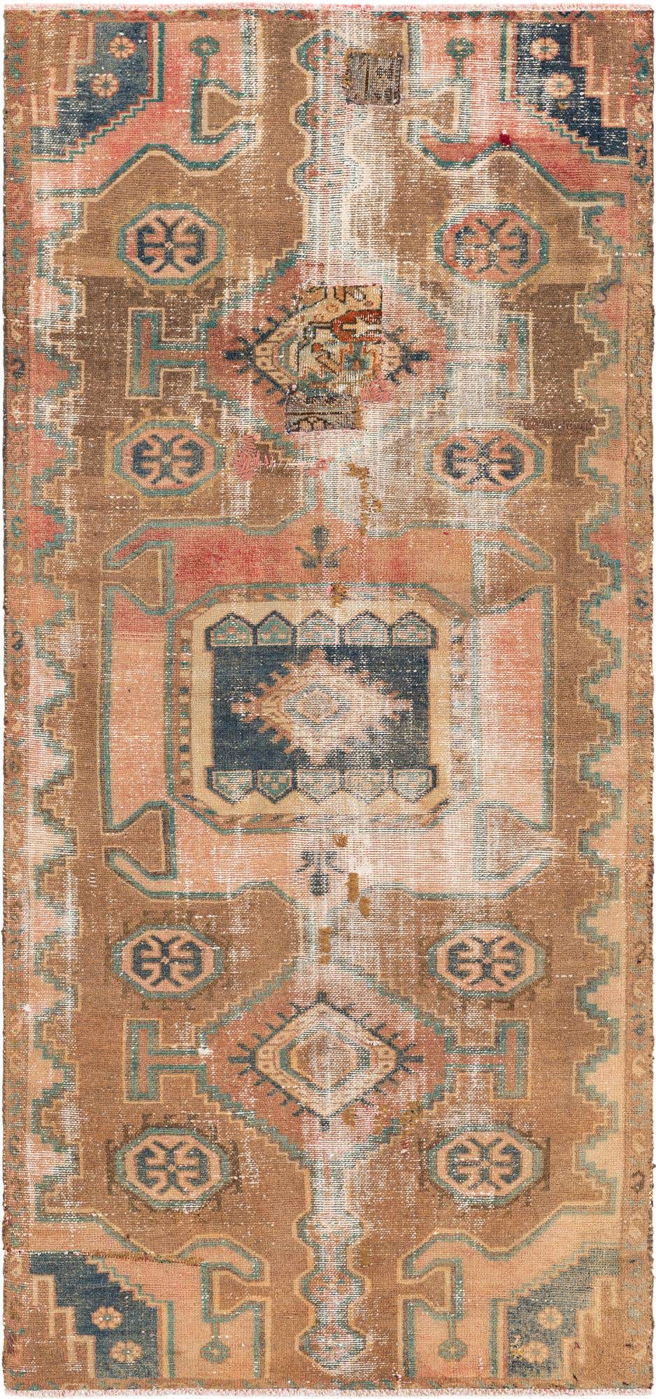 3' 8 x 8' 1 Hand Knotted Ultra Vintage Persian Wool Runner Rug