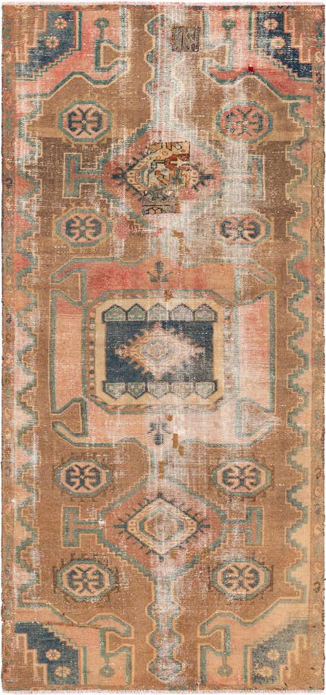 3' 8 x 8' 1 Hand Knotted Ultra Vintage Persian Wool Runner Rug