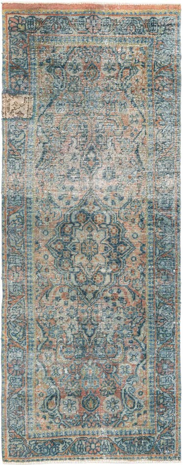 Detail image of 3' 1 x 8' 1 Hand Knotted Ultra Vintage Persian Wool Runner Rug