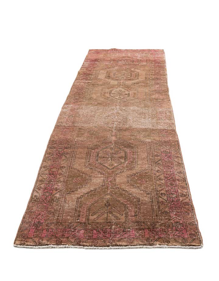 3' 4 x 12' 3 Hand Knotted Ultra Vintage Persian Wool Runner Rug